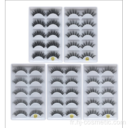 Cils de beauté naturels longs et épais faux cils en gros 5 paires 3D faux cils de vison